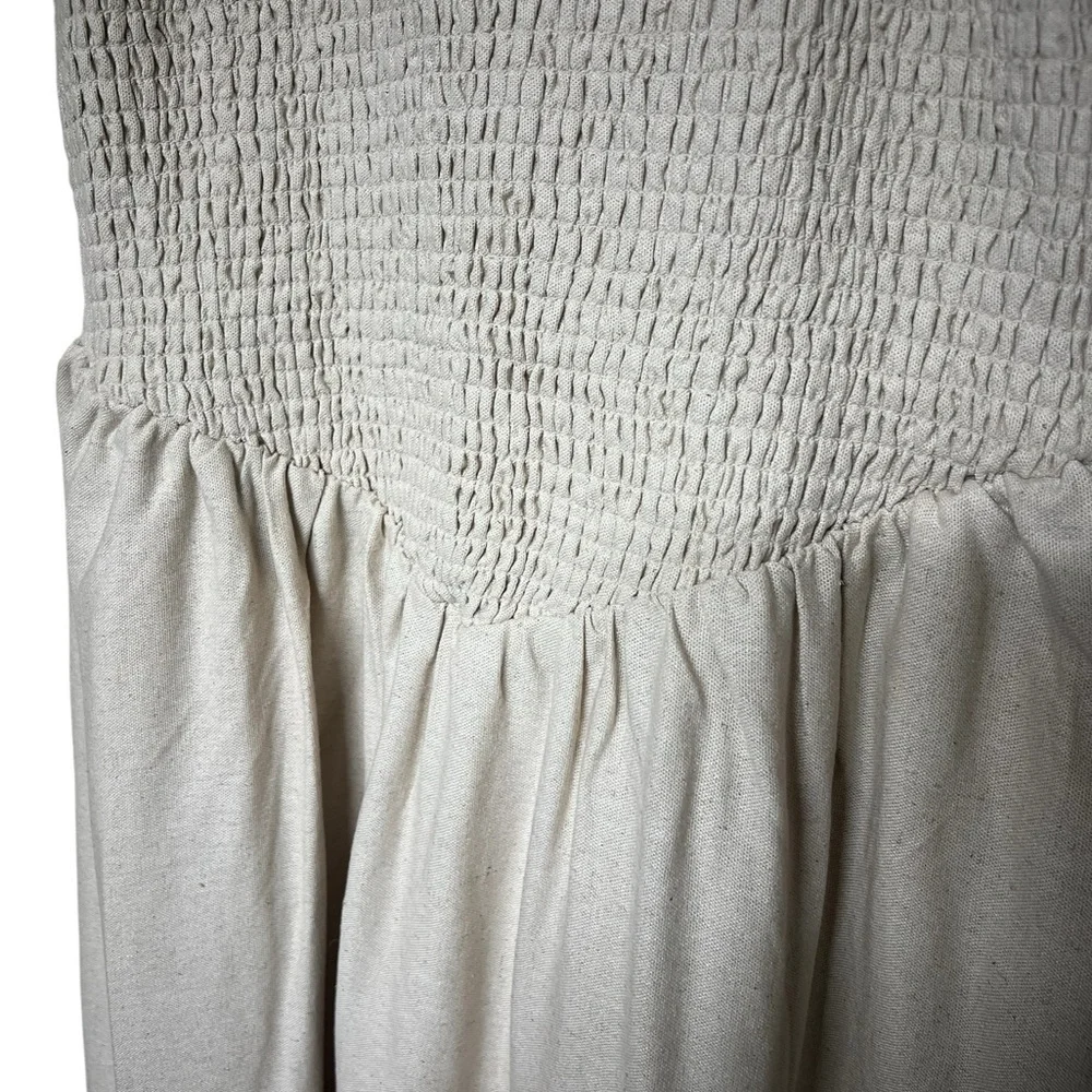 Rachel Zoe tan rayon linen blend smocked v waist spaghetti strap maxi dress - Picture 5 of 13